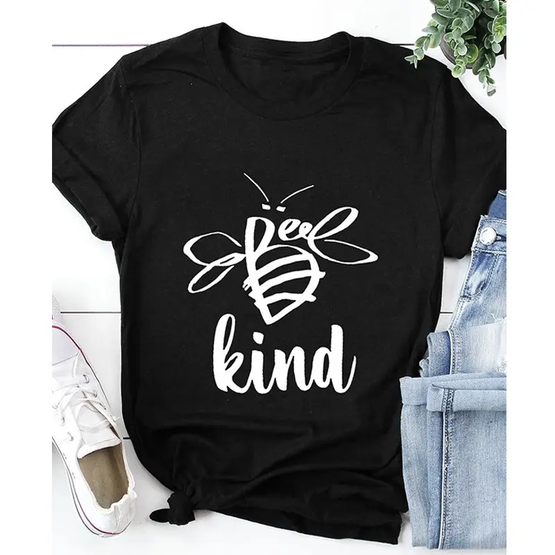 Bees Kind T-Shirt Black Short Sleeve Europe USA - Image 2