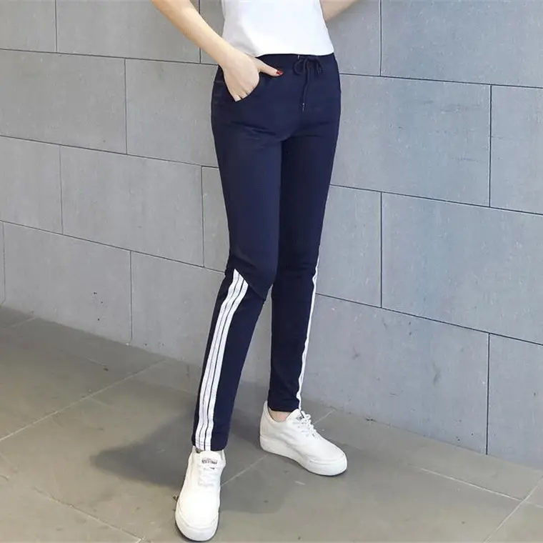 Men Three Stripe Sweatpants Blue Cotton Jogger Plus Size - Image 13