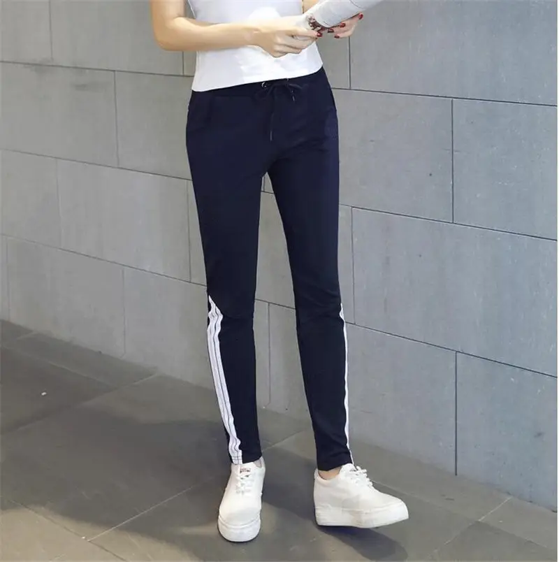 Men Three Stripe Sweatpants Blue Cotton Jogger Plus Size - Image 15