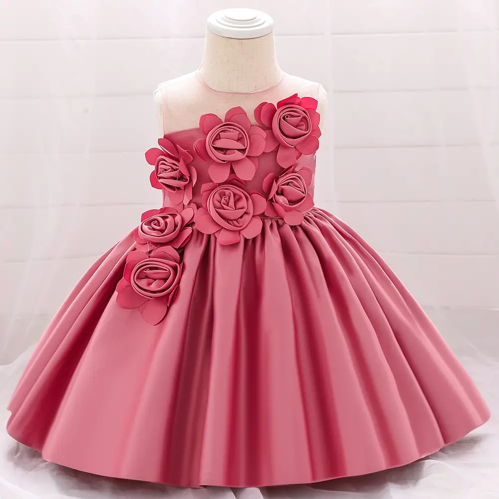 2024 Pink 3D Flower Mesh Dress for Girls - Image 7