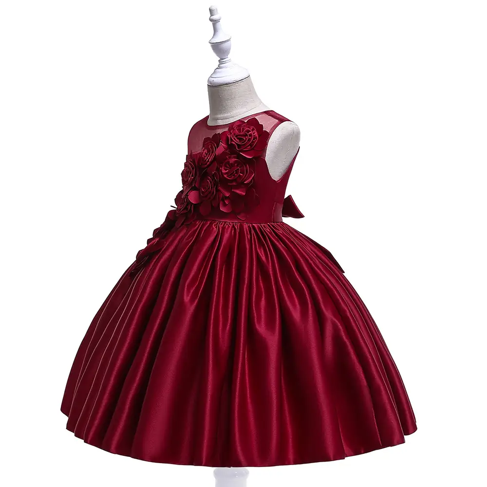 2024 Pink 3D Flower Mesh Dress for Girls - Image 3