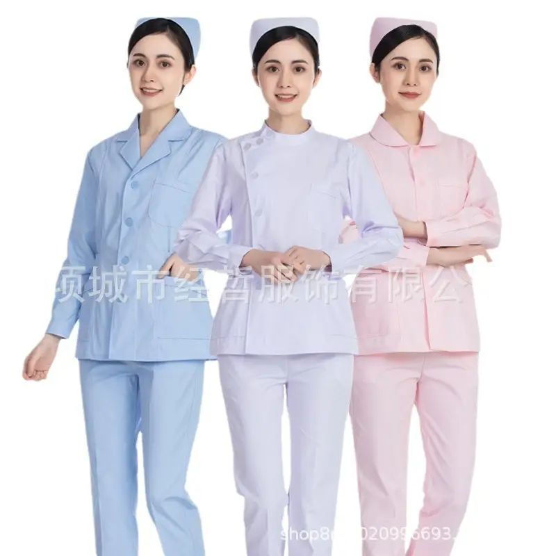 Nightingale Nurse Blue Split Suit Long Sleeve Doctor Uniform - Image 32