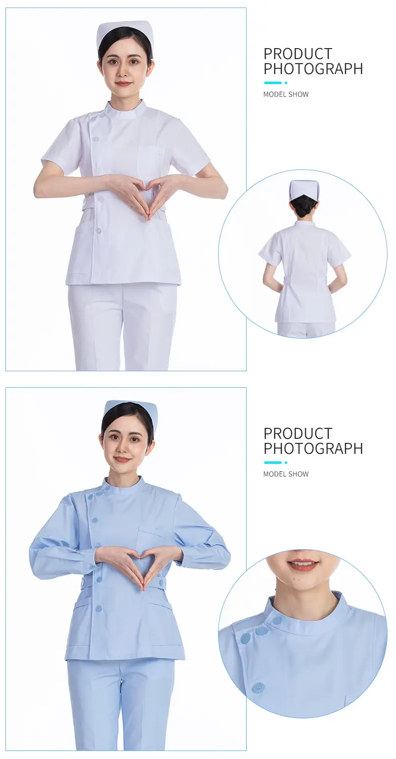 Nightingale Nurse Blue Split Suit Long Sleeve Doctor Uniform — feature 10
