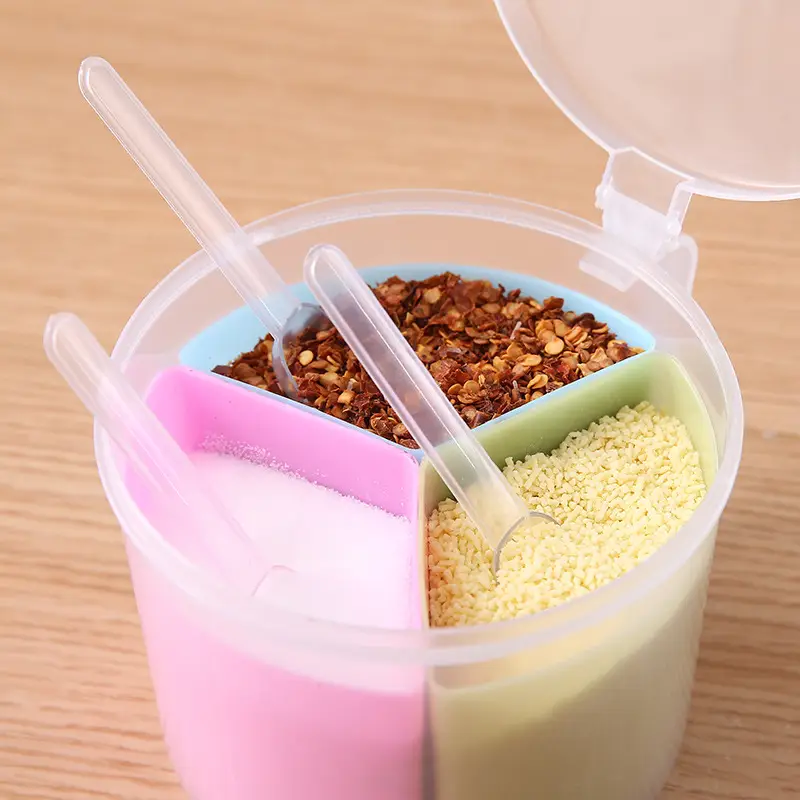Three-Compartment Seasoning Box with Spoon - Image 4