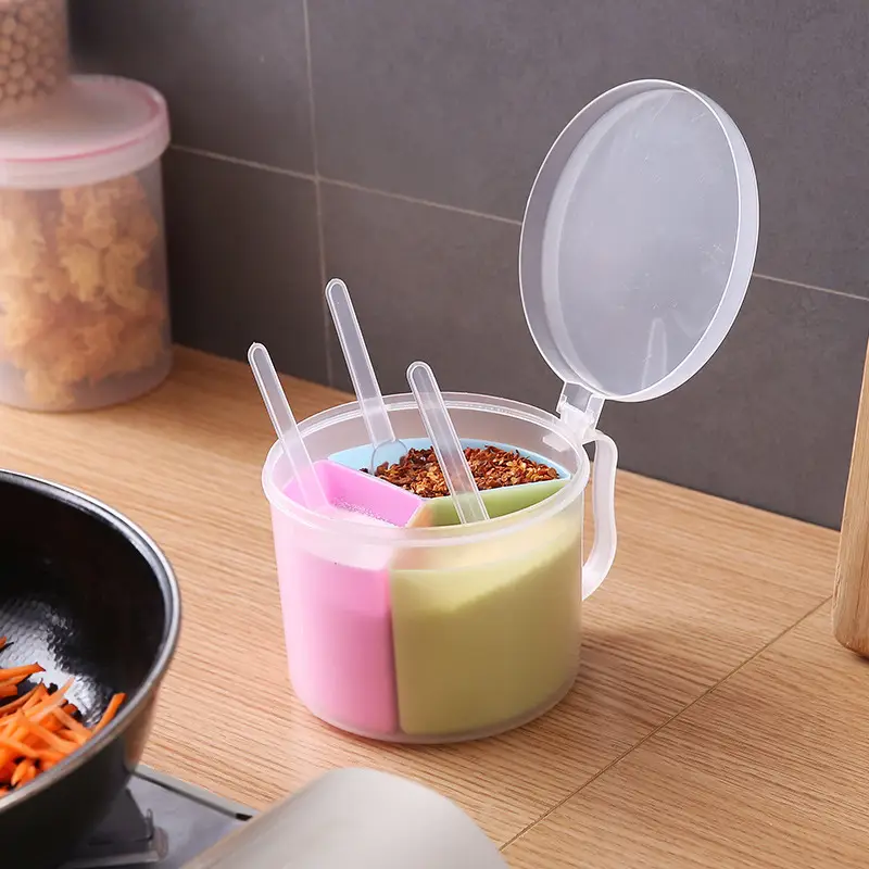 Three-Compartment Seasoning Box with Spoon - Image 5