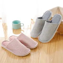 Factory Goods Couple Cotton Slippers Women's Summer Linen Home Indoor Wood Floor Soft Bottom Anti-Slip Shoes Spring and Autumn — feature 7