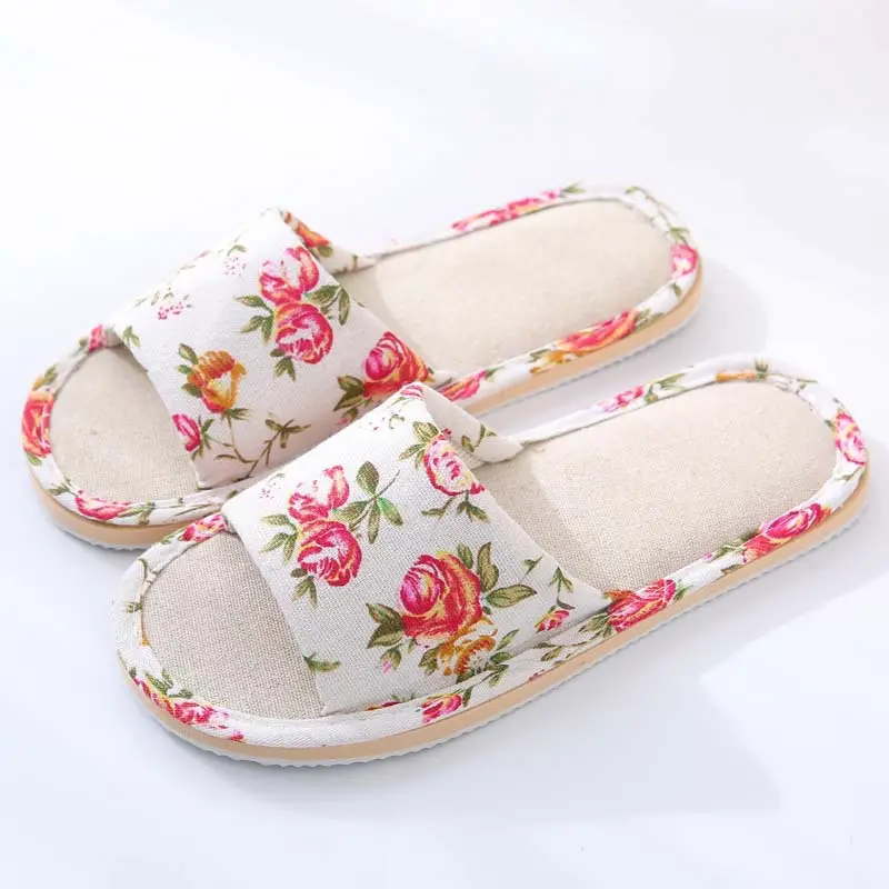 Factory Goods Couple Cotton Slippers Women's Summer Linen Home Indoor Wood Floor Soft Bottom Anti-Slip Shoes Spring and Autumn