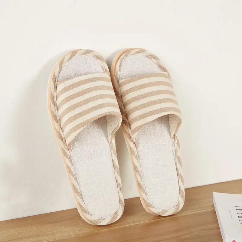 Factory Goods Couple Cotton Slippers Women's Summer Linen Home Indoor Wood Floor Soft Bottom Anti-Slip Shoes Spring and Autumn