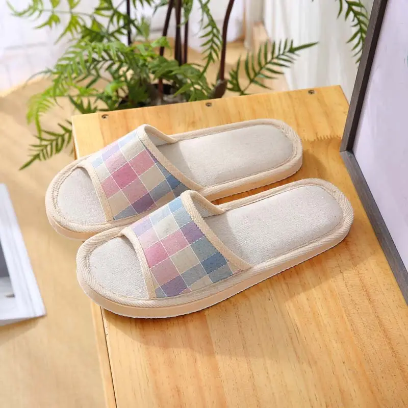 Factory Goods Couple Cotton Slippers Women's Summer Linen Home Indoor Wood Floor Soft Bottom Anti-Slip Shoes Spring and Autumn
