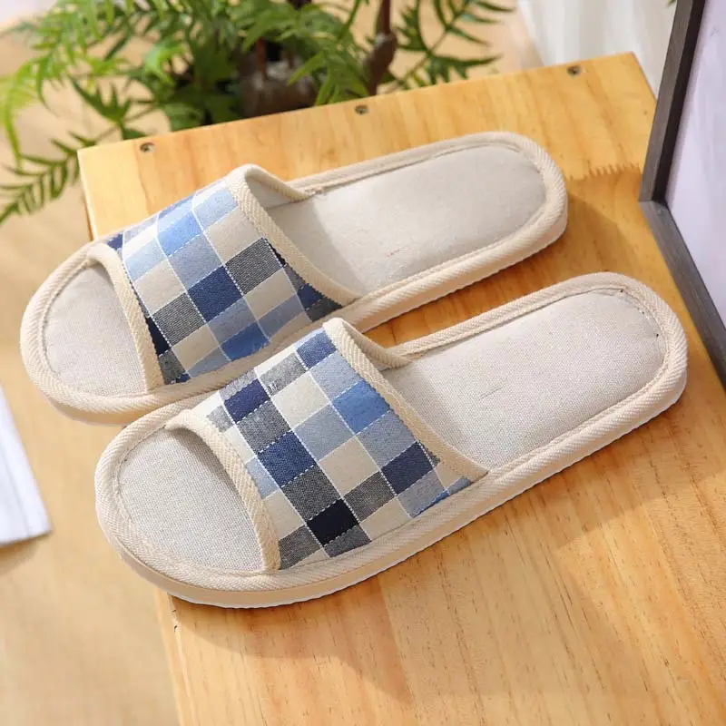 Factory Goods Couple Cotton Slippers Women's Summer Linen Home Indoor Wood Floor Soft Bottom Anti-Slip Shoes Spring and Autumn