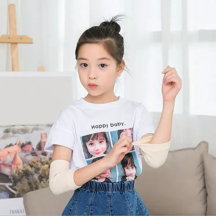 Children's Cotton Elbow Knee Socks Beige Spring Summer - Image 13
