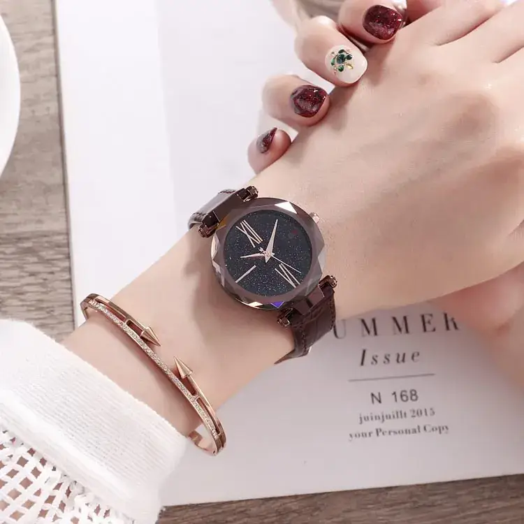 Women's Starry Sky Quartz Watch with Red Belt - Image 11