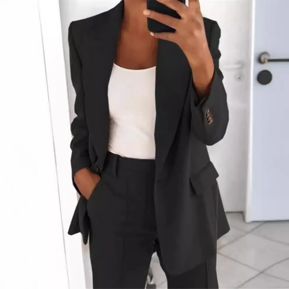 Pink Women's 2-Piece Suit Coat Set with Slim Fit - Image 9