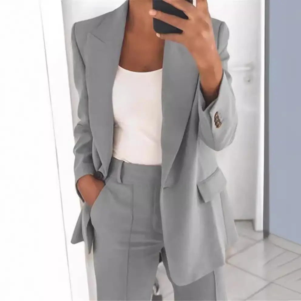Pink Women's 2-Piece Suit Coat Set with Slim Fit - Image 10