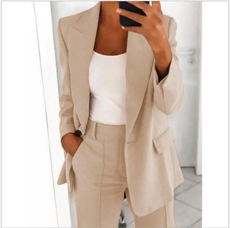 Pink Women's 2-Piece Suit Coat Set with Slim Fit - Image 12
