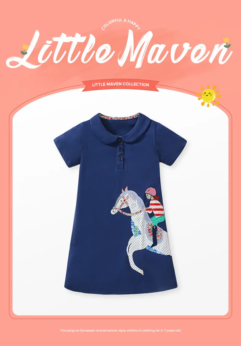 Little Maven Kids Dress European American Cartoon Girls Dress Summer New Girls Short Sleeve Dress — feature 2