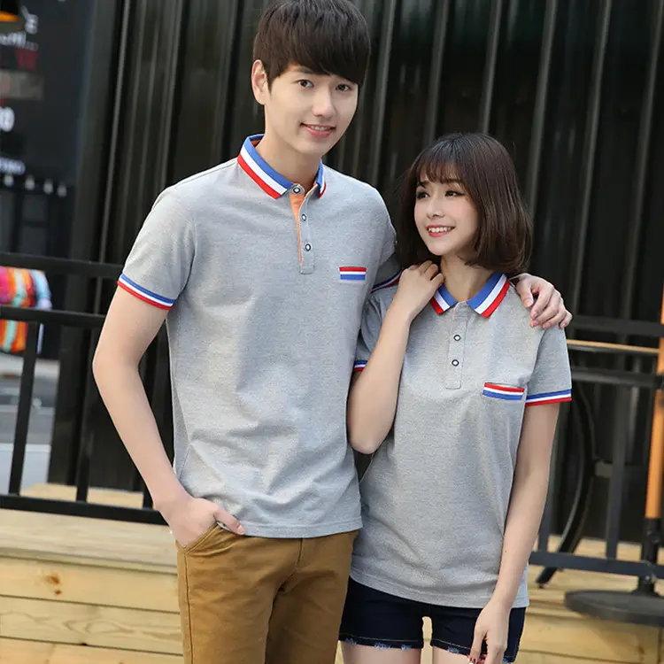 Couple Polo Shirt Blue Summer Short Sleeve T-Shirt