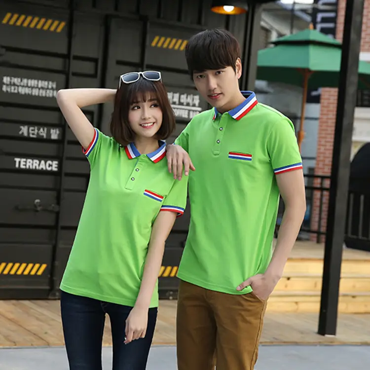 Couple Polo Shirt Blue Summer Short Sleeve T-Shirt