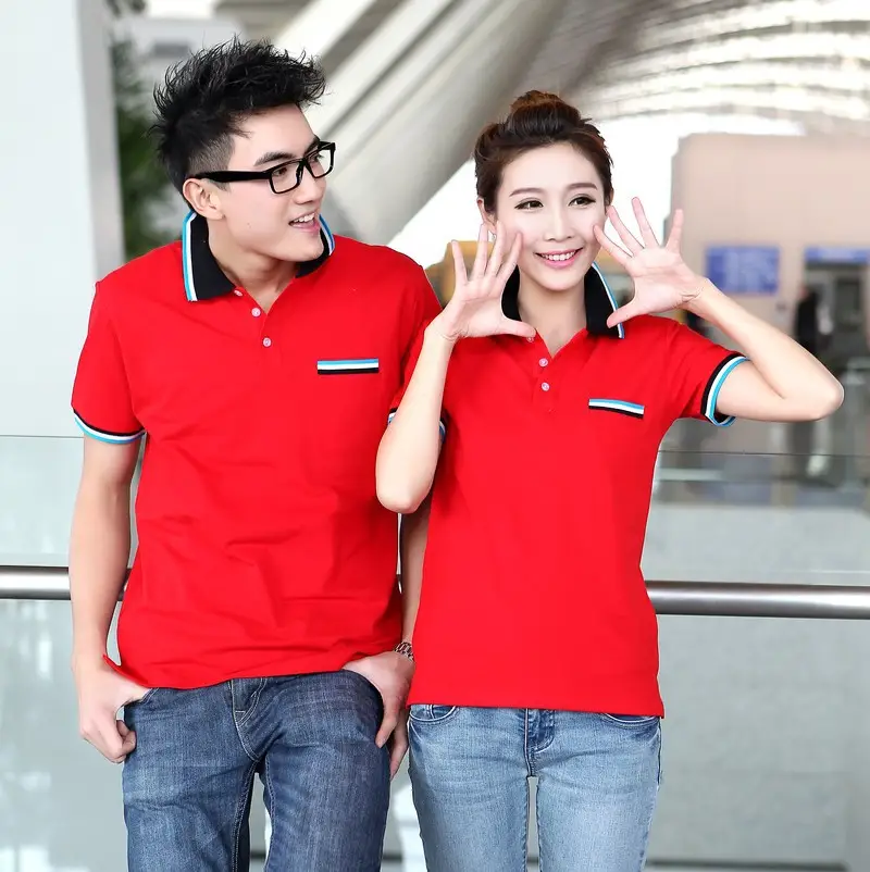 Couple Polo Shirt Blue Summer Short Sleeve T-Shirt