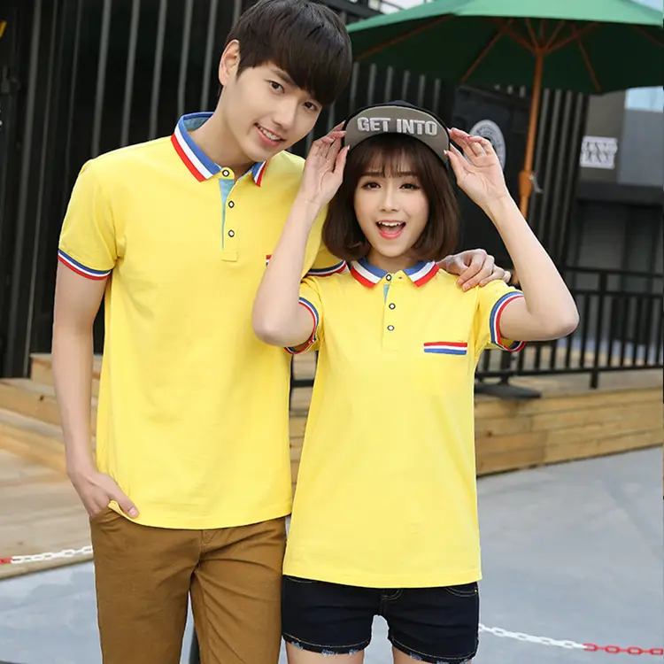 Couple Polo Shirt Blue Summer Short Sleeve T-Shirt