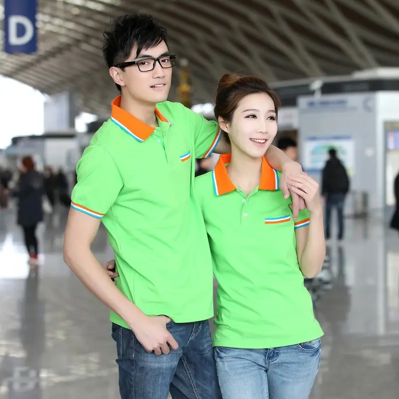 Couple Polo Shirt Blue Summer Short Sleeve T-Shirt