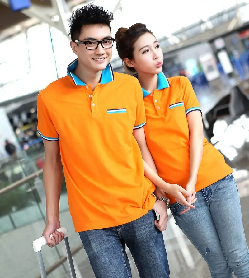 Couple Polo Shirt Blue Summer Short Sleeve T-Shirt