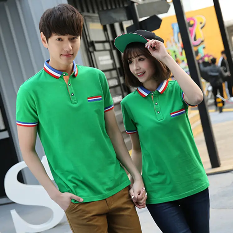 Couple Polo Shirt Blue Summer Short Sleeve T-Shirt