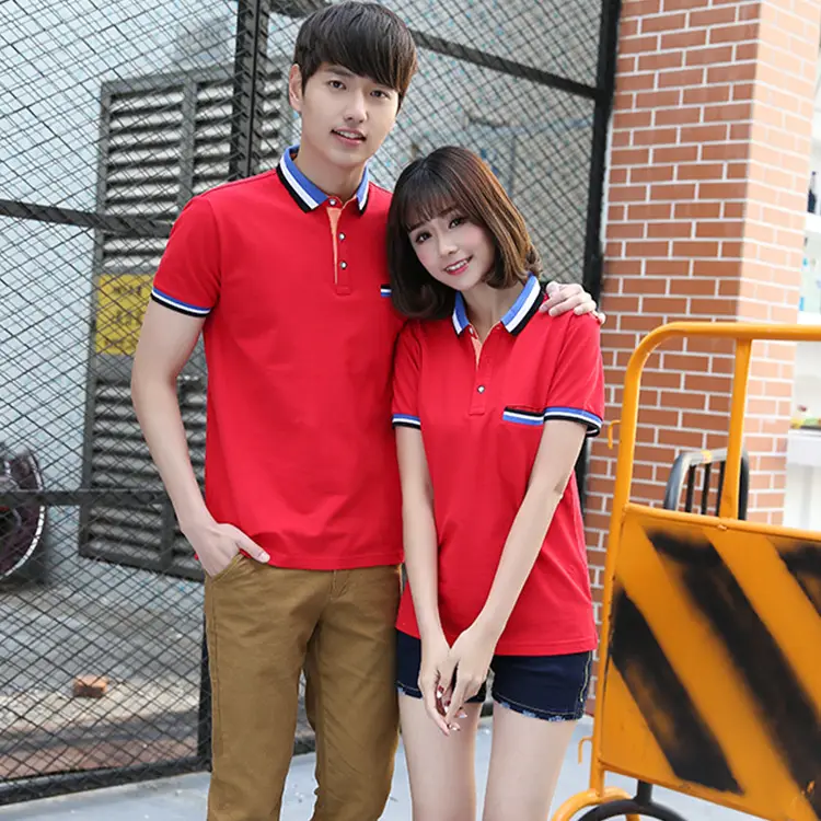 Couple Polo Shirt Blue Summer Short Sleeve T-Shirt