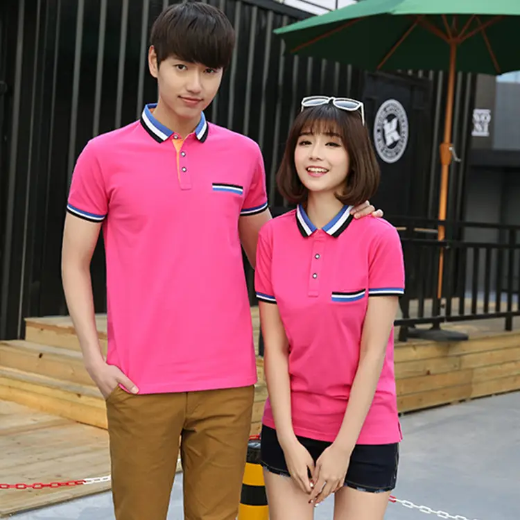 Couple Polo Shirt Blue Summer Short Sleeve T-Shirt