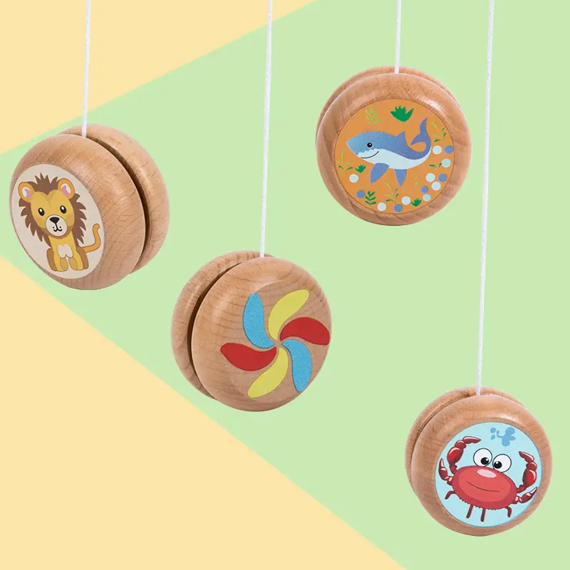 Children's wooden yo-yo cartoon educational toys wholesale traditional classic gift yoyo yo-yo stall supply