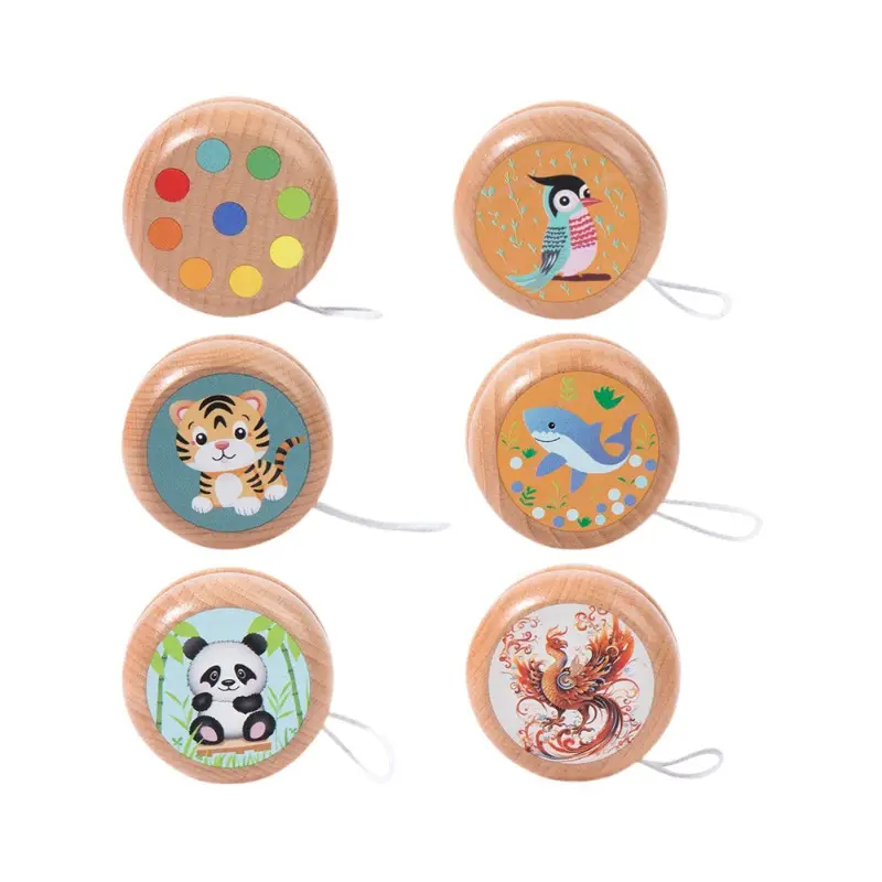 Children's wooden yo-yo cartoon educational toys wholesale traditional classic gift yoyo yo-yo stall supply