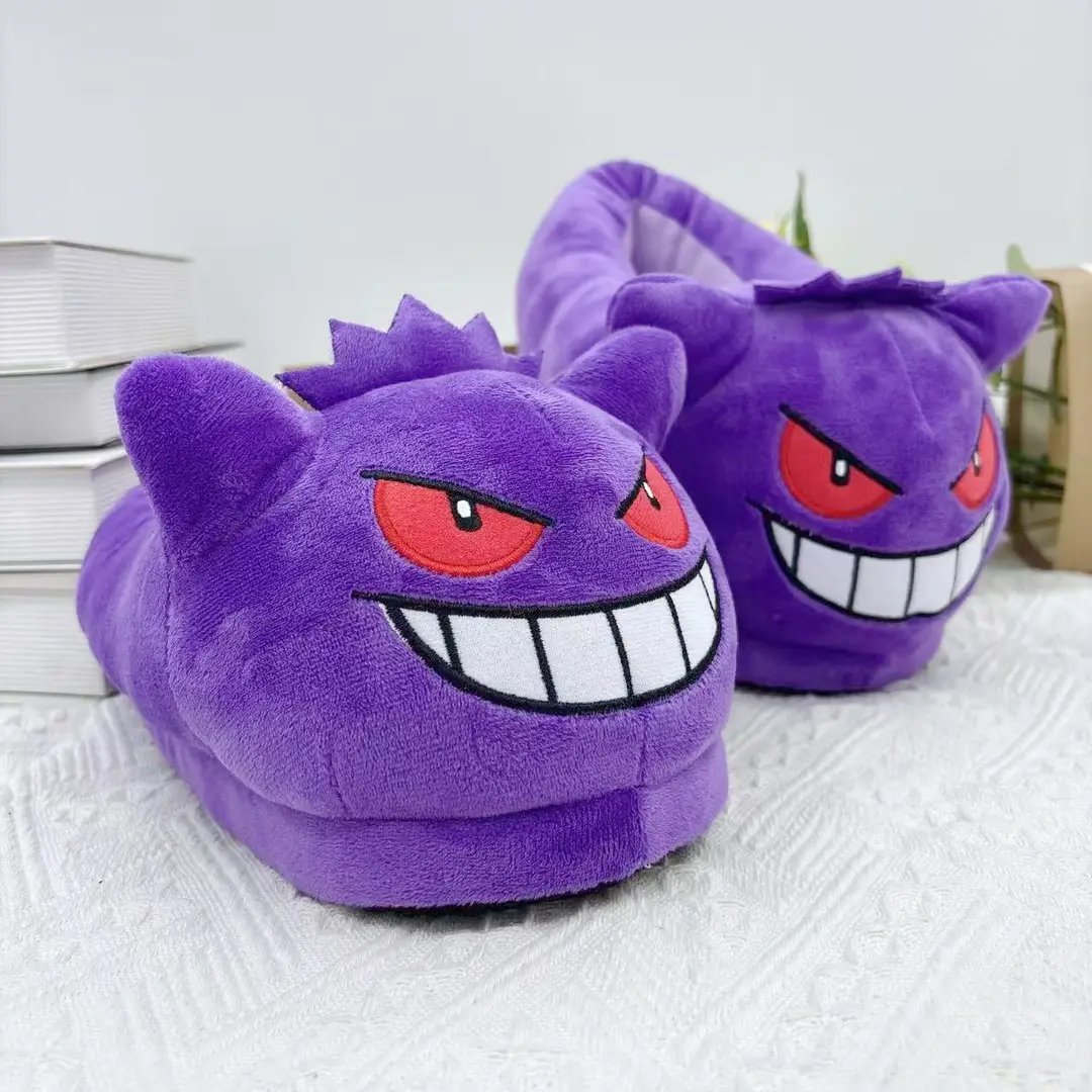 Autumn and Winter Anime Game Peripheral Pet Family Gengar Plush Slippers for Home Indoor Non-Slip Warm Cotton Slippers