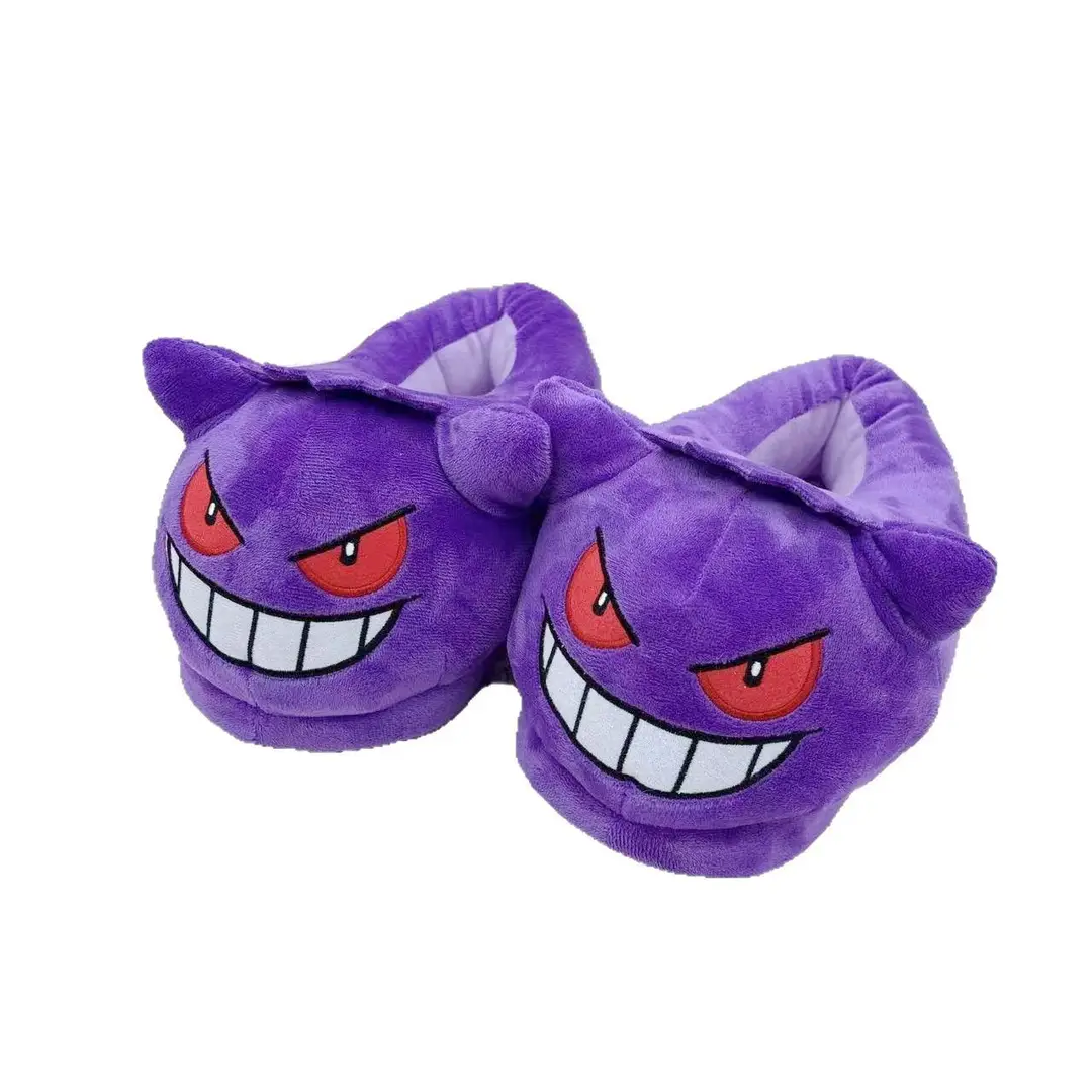 Autumn and Winter Anime Game Peripheral Pet Family Gengar Plush Slippers for Home Indoor Non-Slip Warm Cotton Slippers