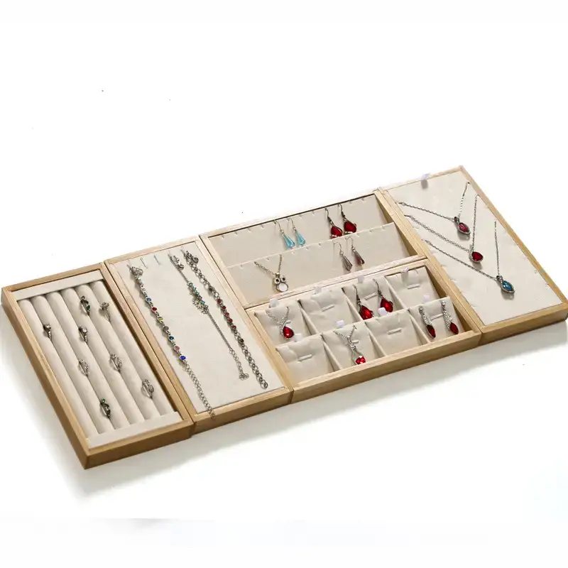 Natural Bamboo Jewelry Display Tray for Necklaces Rings Earrings - Image 3