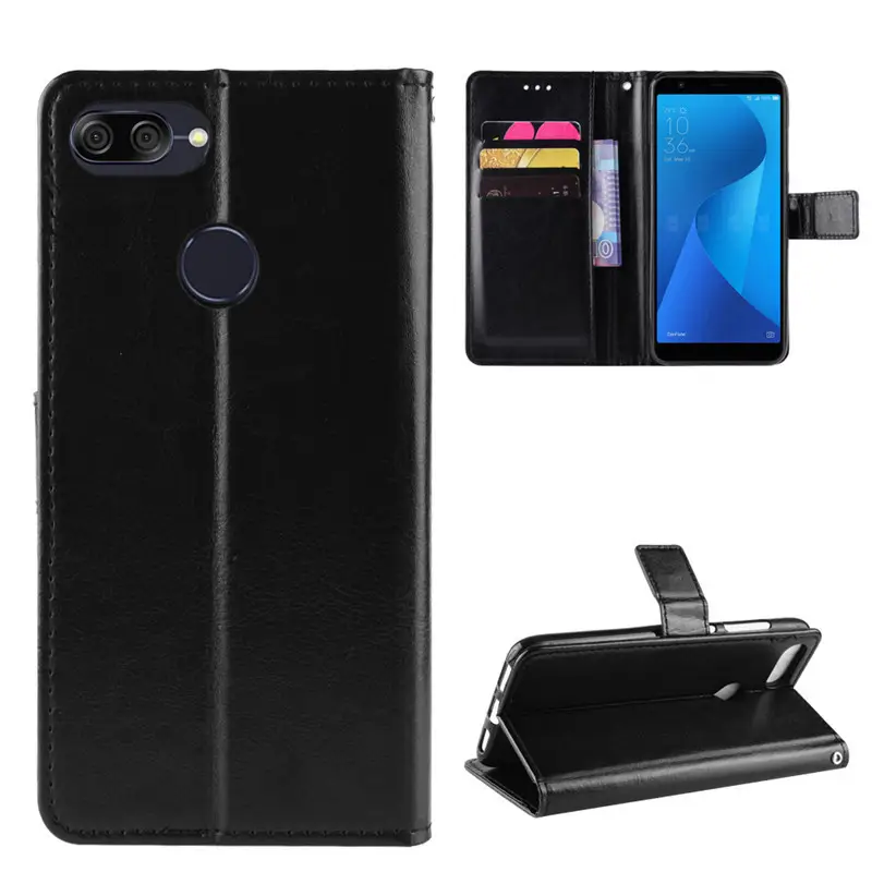 Asus Zenfone Max Plus M1 Leather Flip Phone Case Black