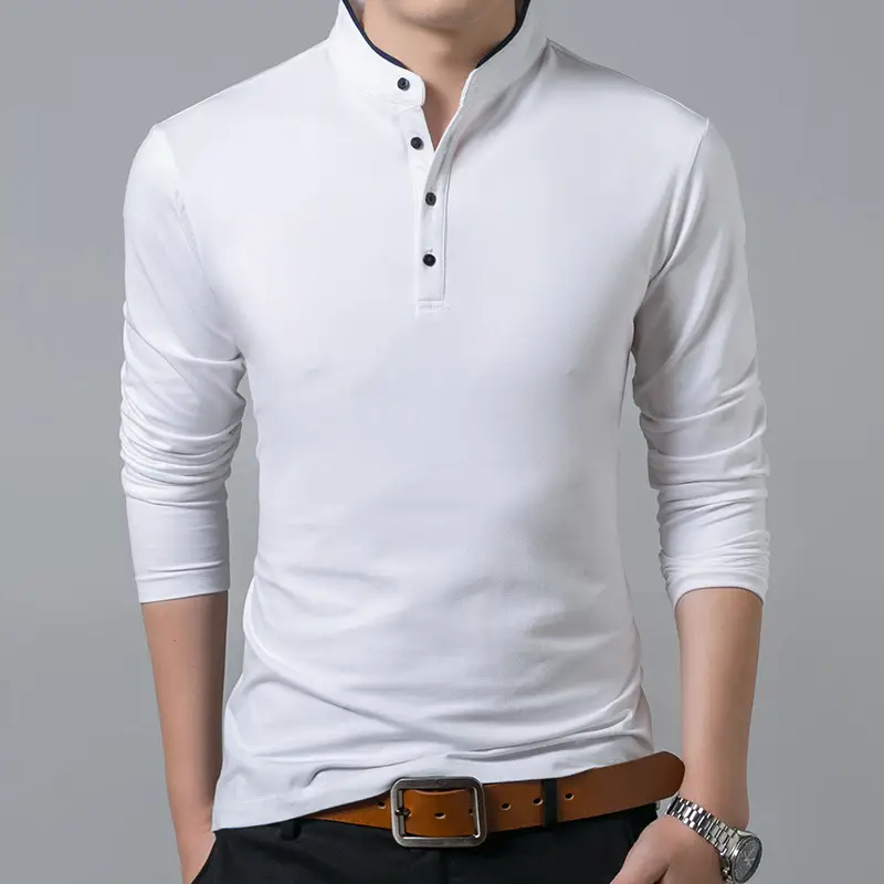 Men's Long Sleeve Cotton Polo Shirt Maroon Classic