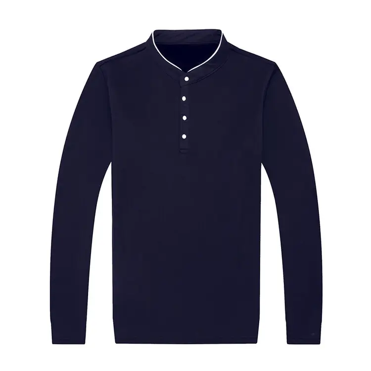 Men's Long Sleeve Cotton Polo Shirt Maroon Classic