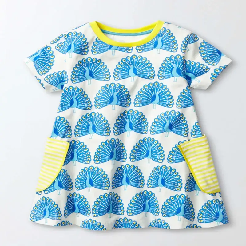 Spring Girls Cotton Lady Dress Yellow Striped