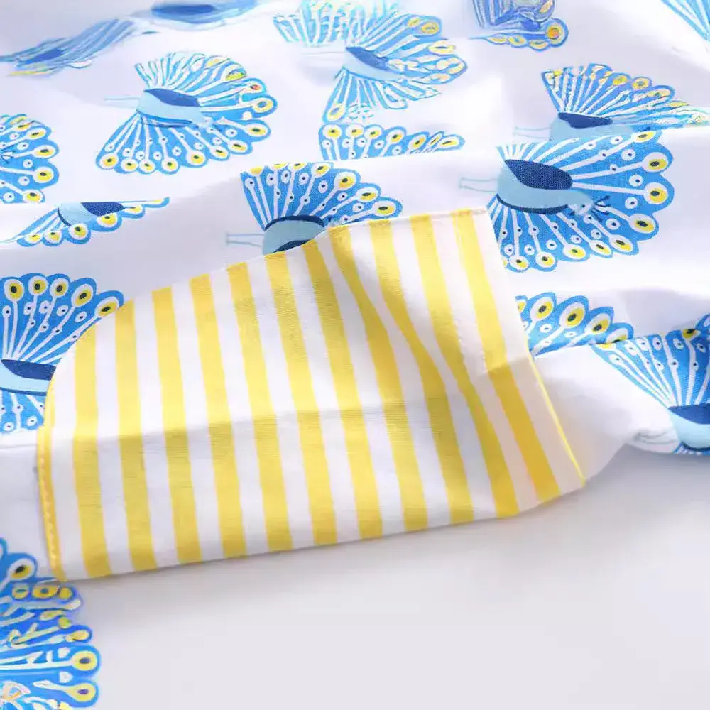 Spring Girls Cotton Lady Dress Yellow Striped