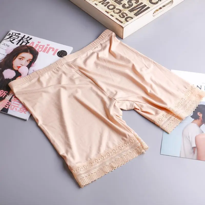 Ice Silk Safety Pants Summer Plus Fat Ladies Seamless High Waist Lace Underwear Anti-Light Three-Point Leggings Wholesale - Image 9