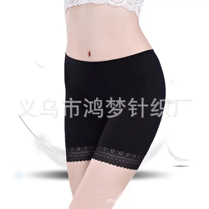 Ice Silk Safety Pants Summer Plus Fat Ladies Seamless High Waist Lace Underwear Anti-Light Three-Point Leggings Wholesale - Image 2