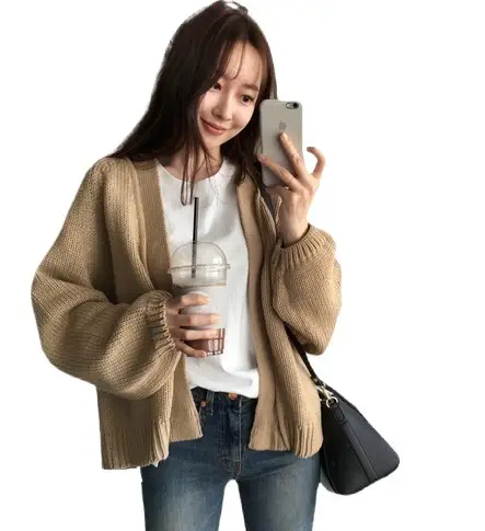 Spring Women Knitted Cardigan 2025 Lazy Loose Short - Image 5