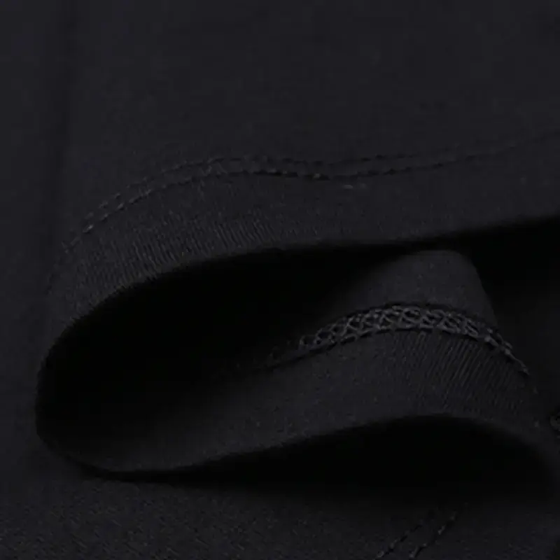 Men's Black Semi-High Collar Long Sleeve T-Shirt Large