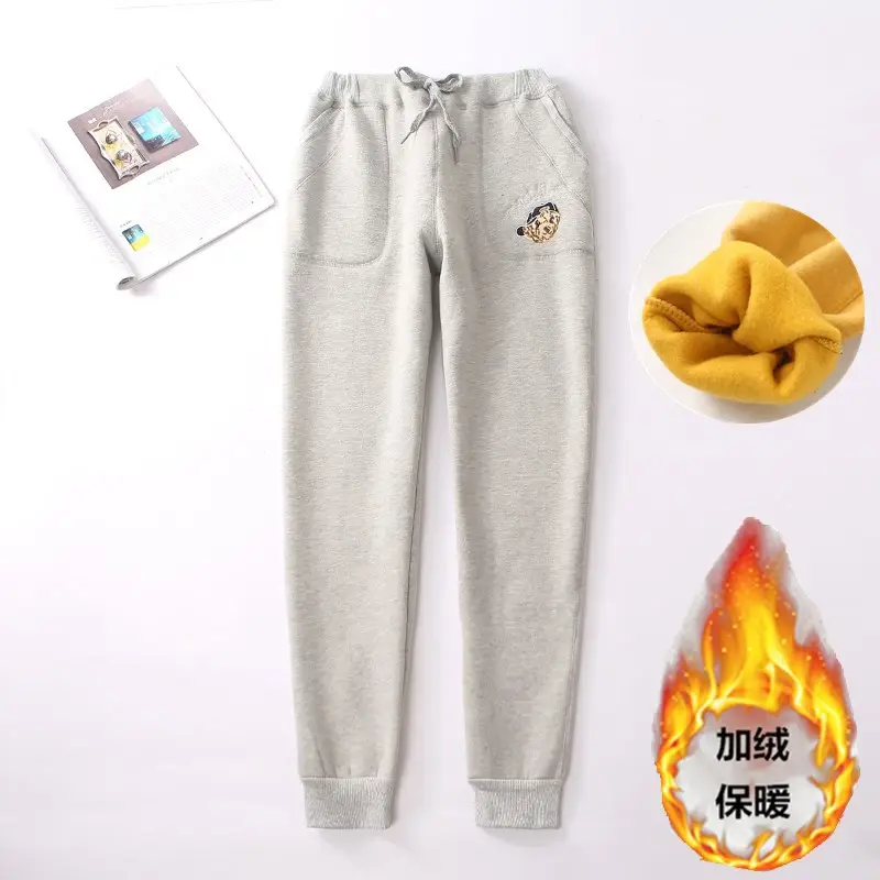 Women Fleece Lined Sweatpants Grey Thick Winter - Image 2