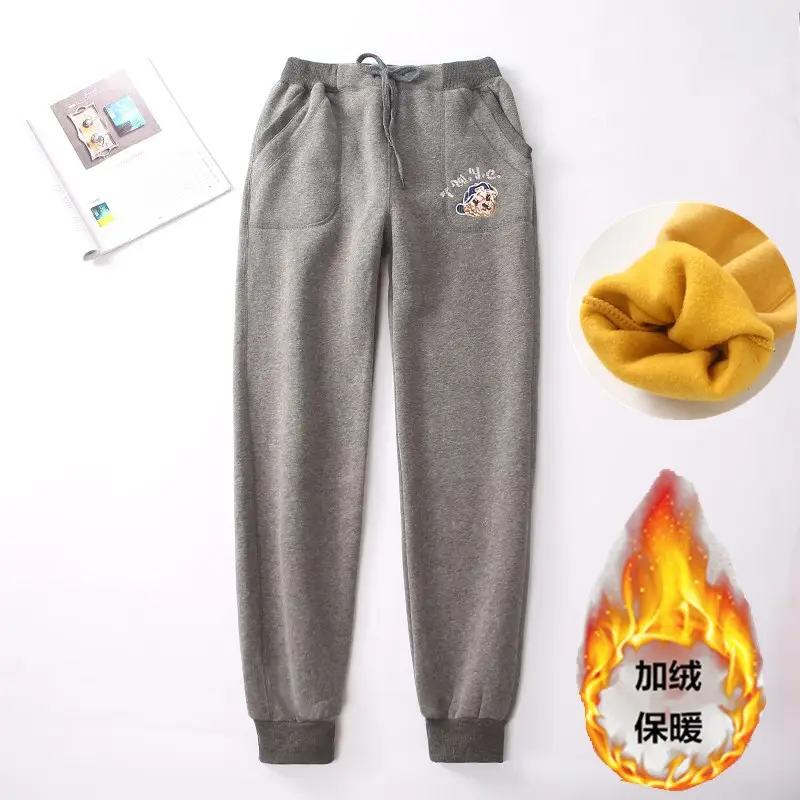 Women Fleece Lined Sweatpants Grey Thick Winter - Image 3