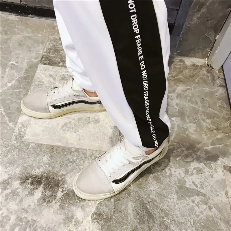 Men Casual Two-Piece Suit White Black Track Pants — feature 32