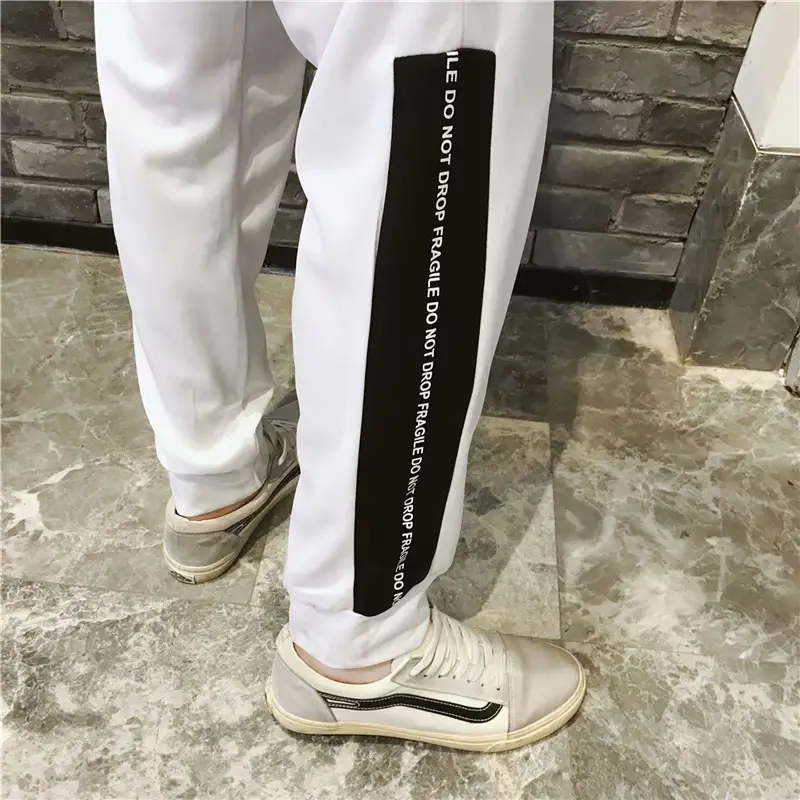 Men Casual Two-Piece Suit White Black Track Pants — feature 37