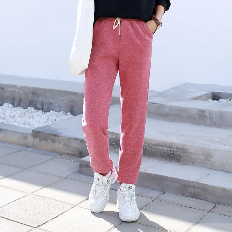 Women Fleece Lined Pants Autumn Winter Pearl Color - Image 12