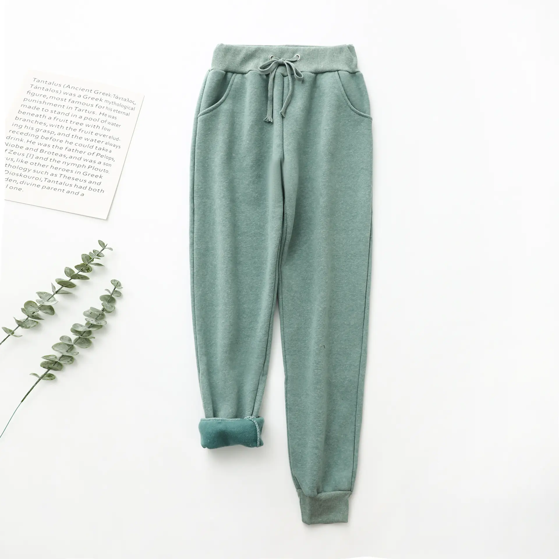 Women Fleece Lined Pants Autumn Winter Pearl Color - Image 10