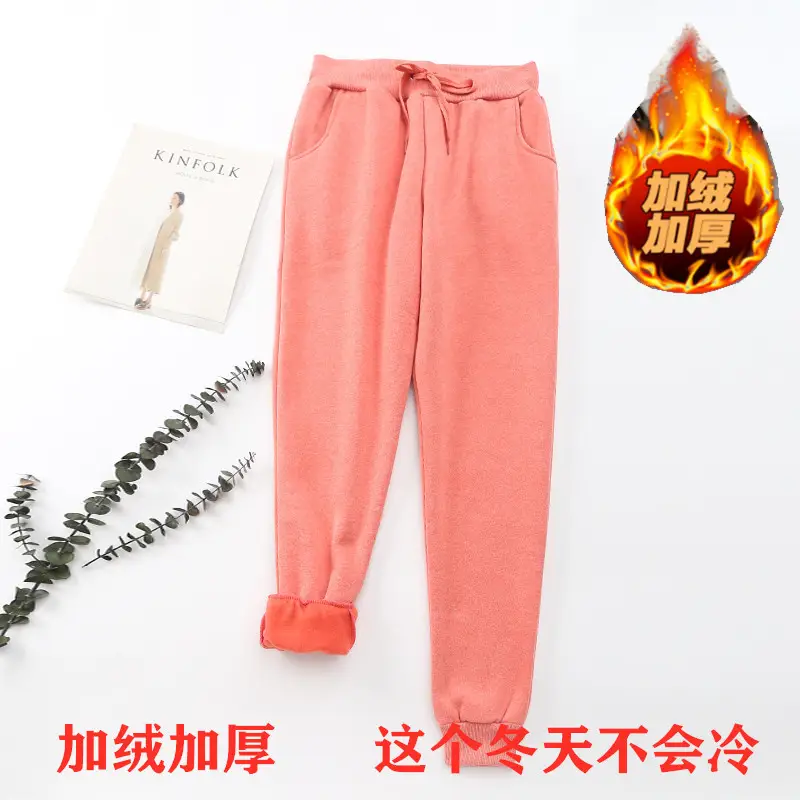 Women Fleece Lined Pants Autumn Winter Pearl Color - Image 8
